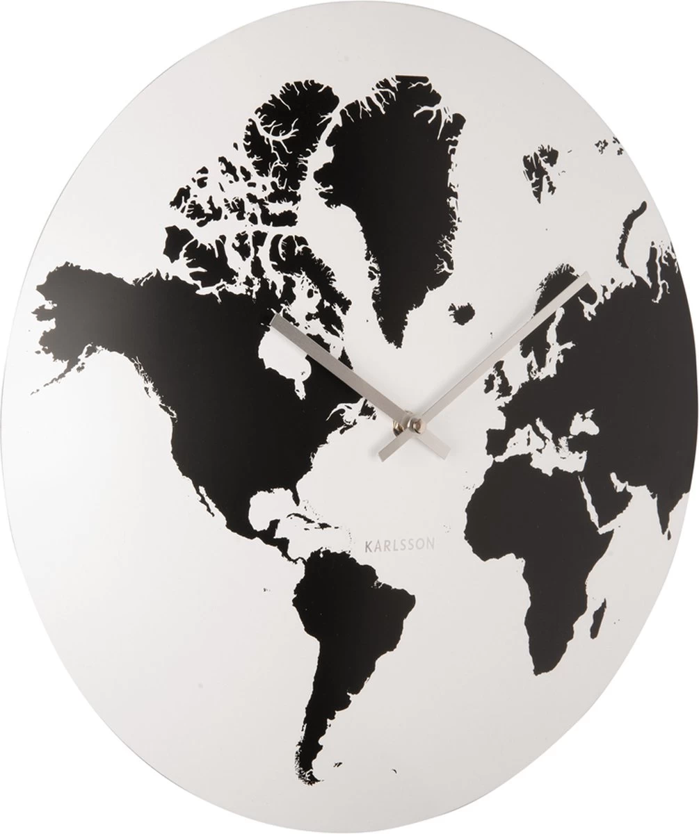 Karlsson Wall Clock World Map Metal White 3 Karlsson Wall Clock World Map Metal White