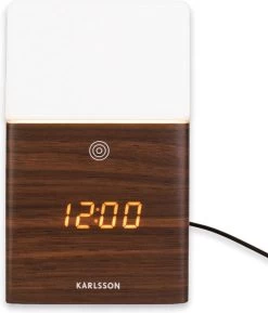 Karlsson Alarm Clock Frosted Light LED Dark Wood Veneer -Karlsson 1026x1200