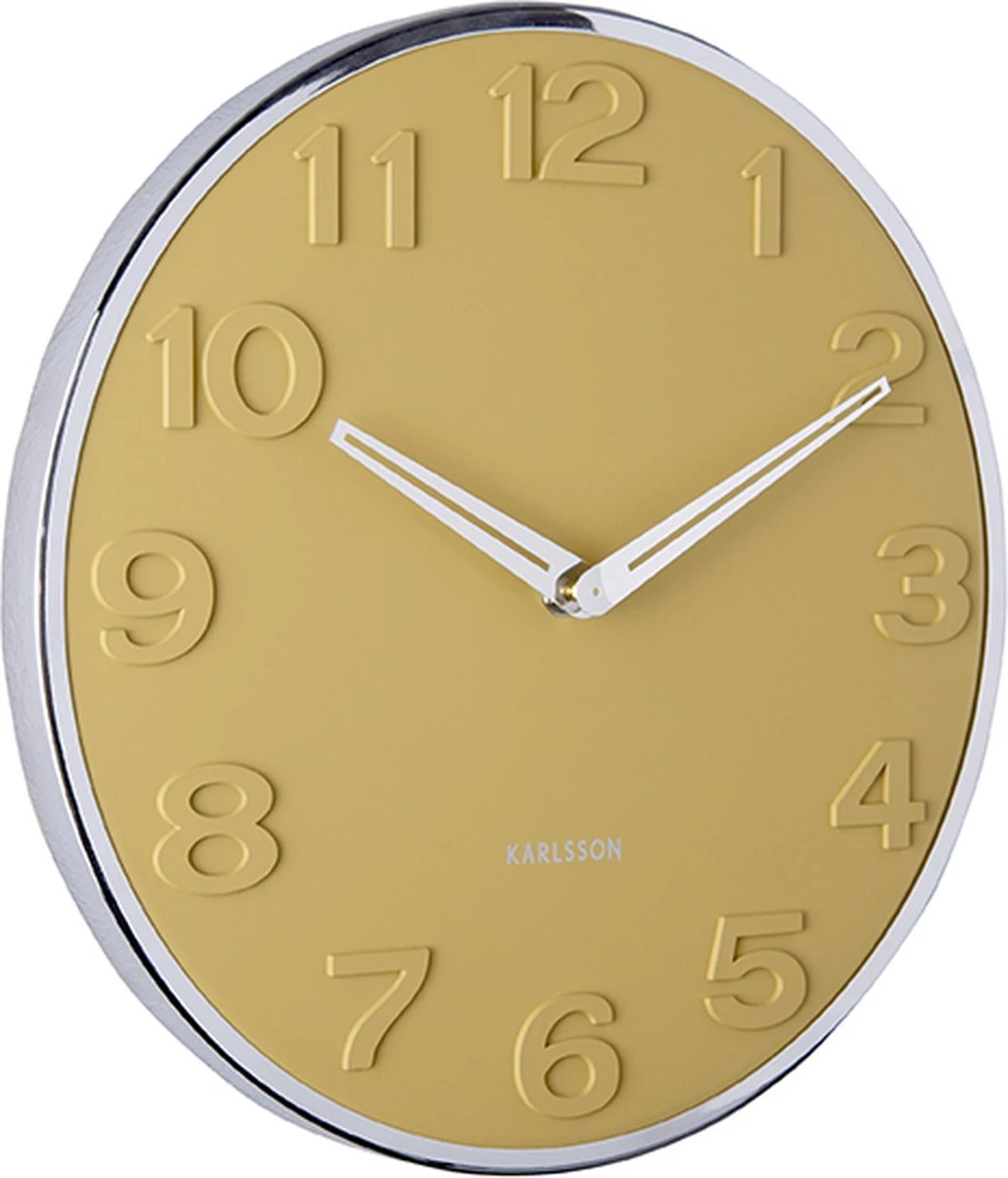 Karlsson Wandklok New Original Numbers - Mosterdgeel - Ø30cm 9 Karlsson Wandklok New Original Numbers - Mosterdgeel - Ø30cm - Afbeelding 7
