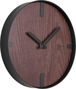 Karlsson Wandklok Dashed - Walnoothout Fineer Zwart - Ø30cm