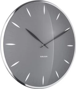 Karlsson Wandklok Leaf - Donkergrijs, Bol Glas - Ø40cm