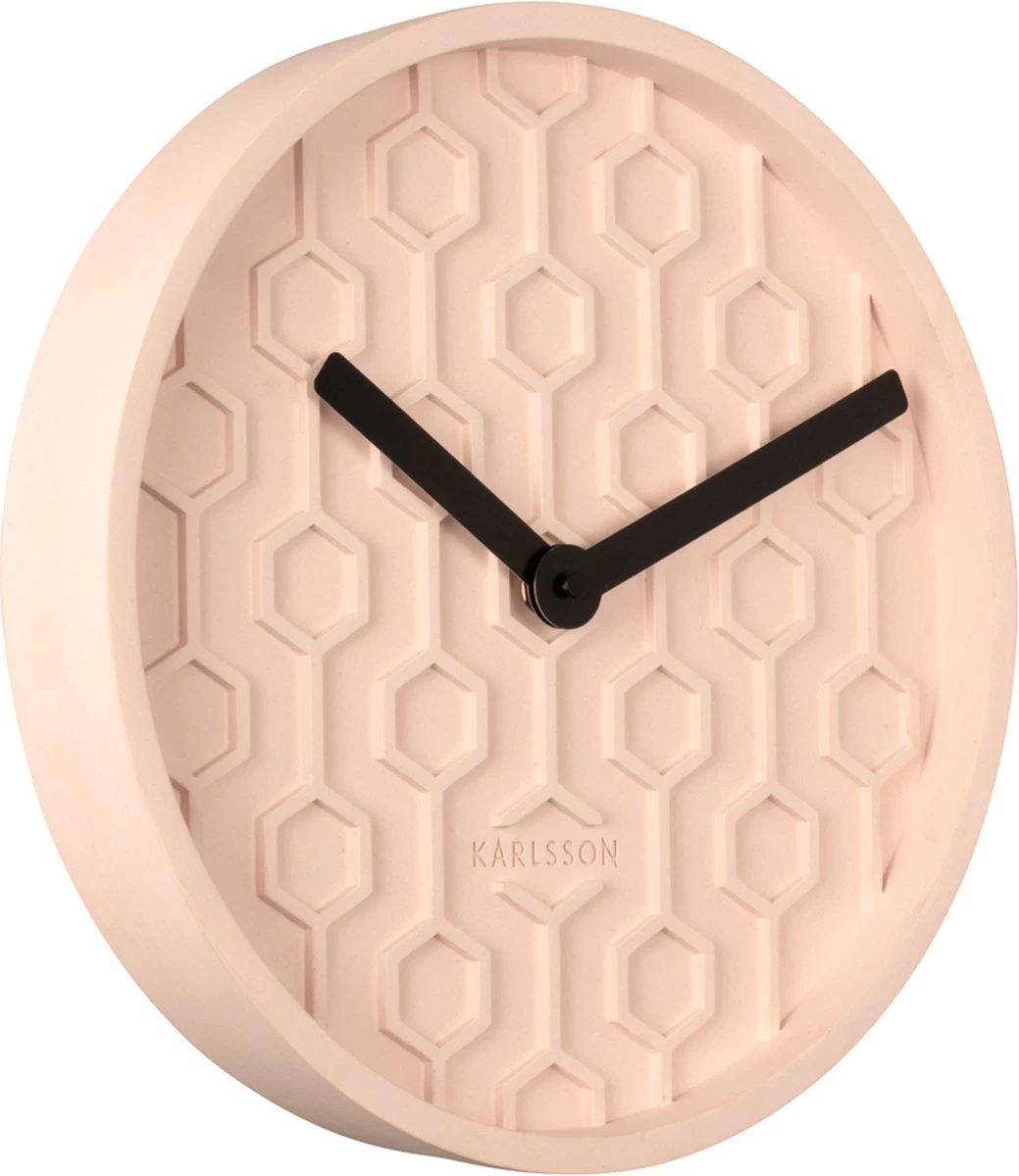 Karlsson Wandklok Honeycomb - Beton - Roze 3 Karlsson Wandklok Honeycomb - Beton - Roze