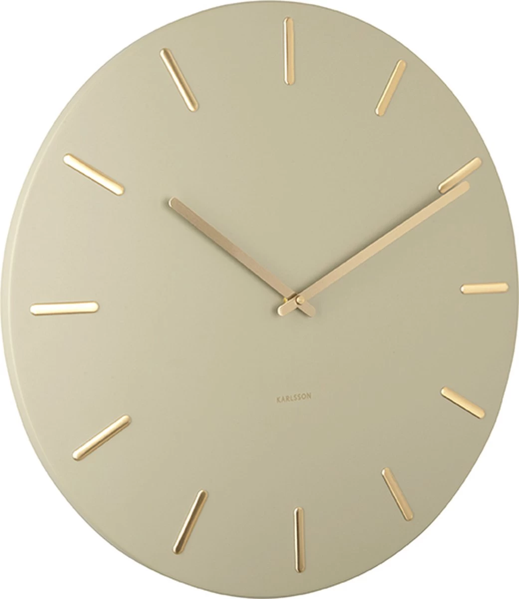 Karlsson Wandklok Charm - Olijfgroen - Staal - Gouden Wijzers 4 Karlsson Wandklok Charm - Olijfgroen - Staal - Gouden Wijzers - Afbeelding 2