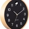 Karlsson Wall Clock Natural Cuckoo Birch Wood Black