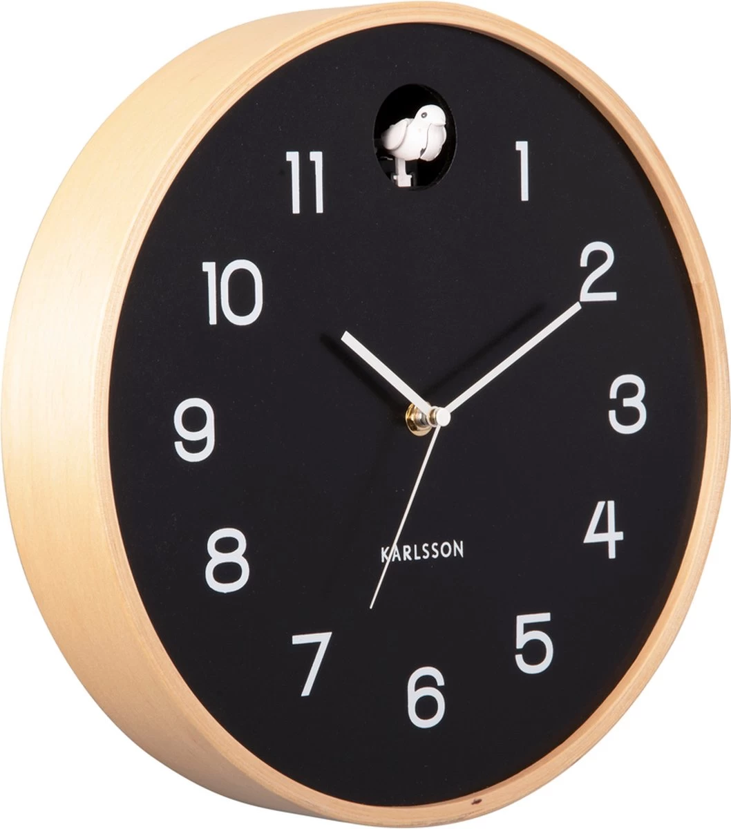 Karlsson Wall Clock Natural Cuckoo Birch Wood Black 3 Karlsson Wall Clock Natural Cuckoo Birch Wood Black