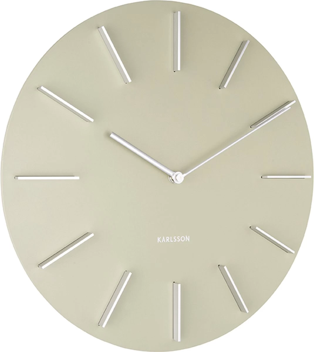 Karlsson Wandklok Discreet - Olijfgroen Met Zilver - Ø40cm 3 Karlsson Wandklok Discreet - Olijfgroen Met Zilver - Ø40cm