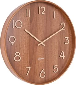 Karlsson Wandklok Pure - Donkerbruin Lindehout - Ø60cm -Karlsson 1073x1200