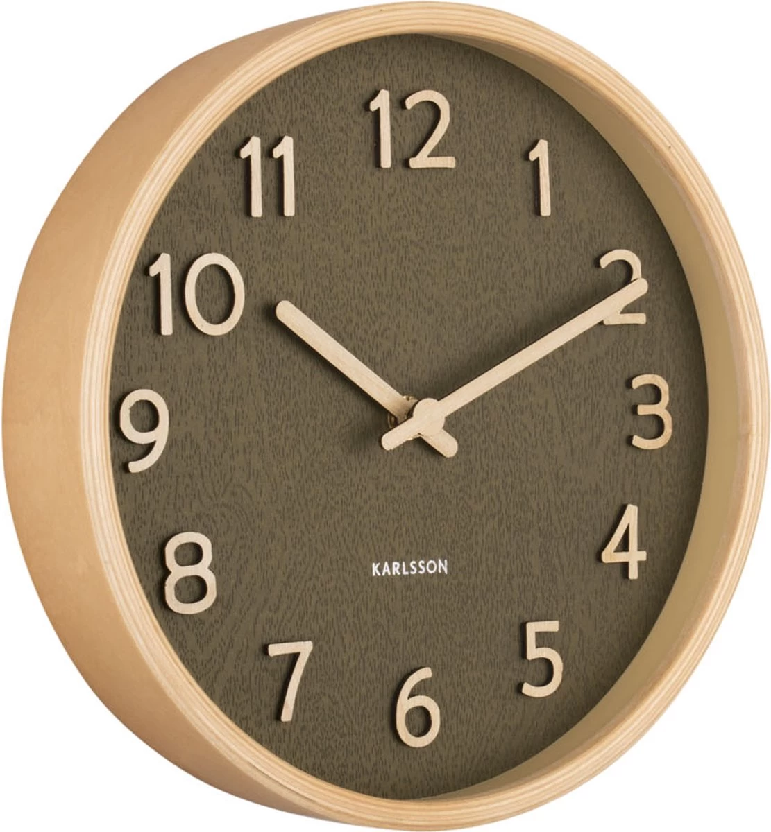 Karlsson Wall Clock Pure Wood Grain Small Moss Green 3 Karlsson Wall Clock Pure Wood Grain Small Moss Green