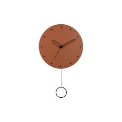 Karlsson - Wall Clock Studs Pendulum Wood Burned Orange