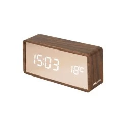 Karlsson - Alarm Clock Copper Mirror LED Dark Wood Veneer