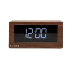 Karlsson - Table Clock Boxed LED Dark Wood Veneer