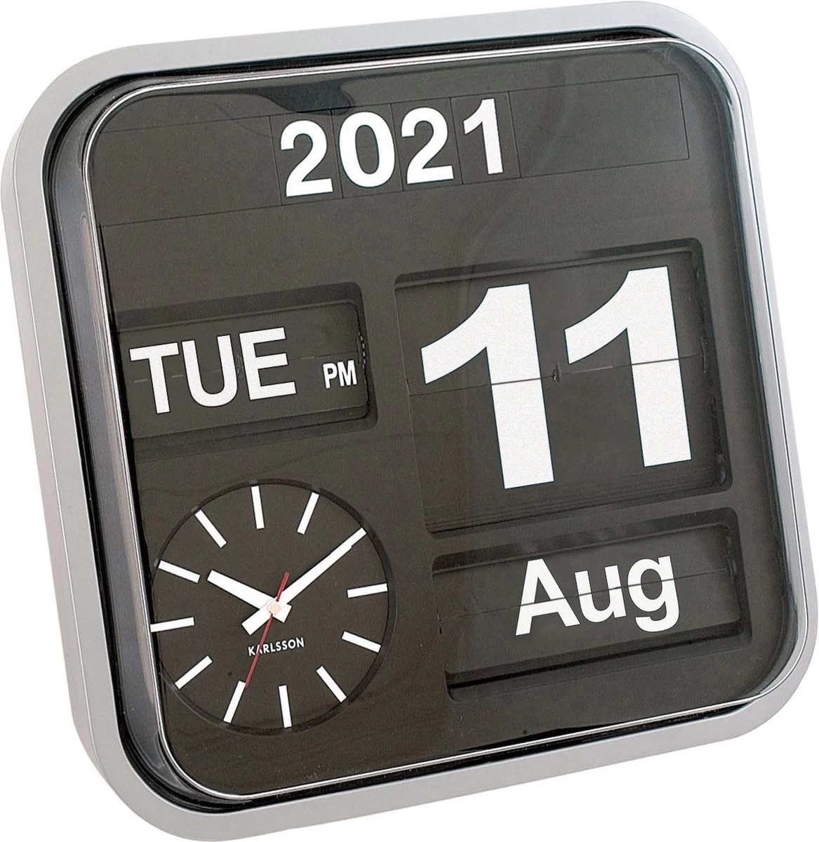 Karlsson - Wandklok - Big Flip - Zilver Behuizing - Zwarte Wijzerplaat 7 Karlsson - Wandklok - Big Flip - Zilver Behuizing - Zwarte Wijzerplaat - Afbeelding 5