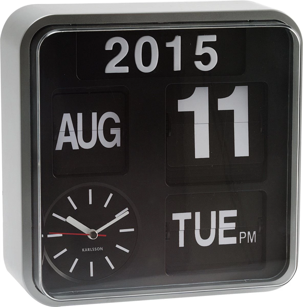 Karlsson - Wandklok - Mini Flip - Zilver Behuizing - Zwarte Wijzerplaat 5 Karlsson - Wandklok - Mini Flip - Zilver Behuizing - Zwarte Wijzerplaat - Afbeelding 3