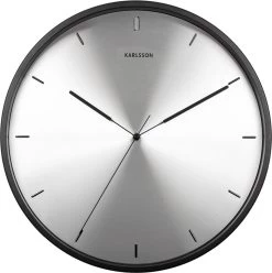 Karlsson Wandklok - Finesse - Nikkel Wijzerplaat - Zwarte Behuizing