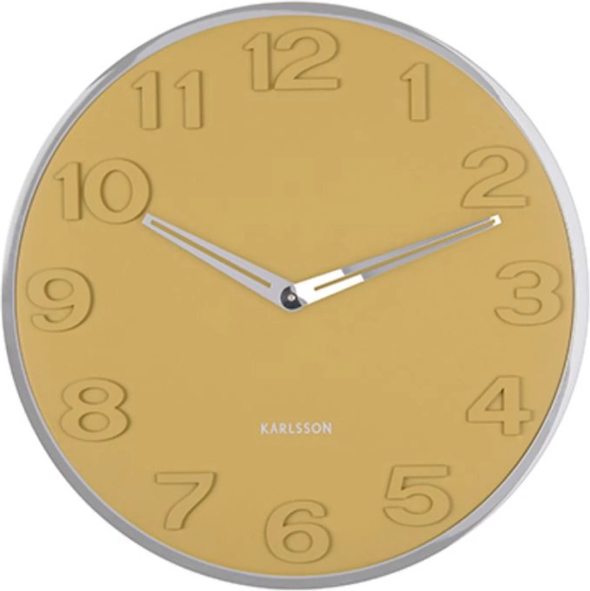 Karlsson Wandklok New Original Numbers - Mosterdgeel - Ø30cm 8 Karlsson Wandklok New Original Numbers - Mosterdgeel - Ø30cm - Afbeelding 6