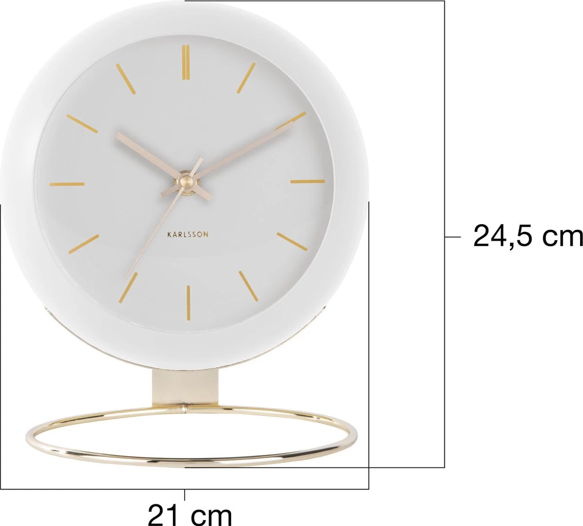 Karlsson Tafelklok Globe - Wit - 21x24,5x14cm 6 Karlsson Tafelklok Globe - Wit - 21x24,5x14cm - Afbeelding 4