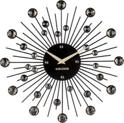 Karlsson Wandklok Sunburst - Kristal - Zwart - Medium - Ø30cm