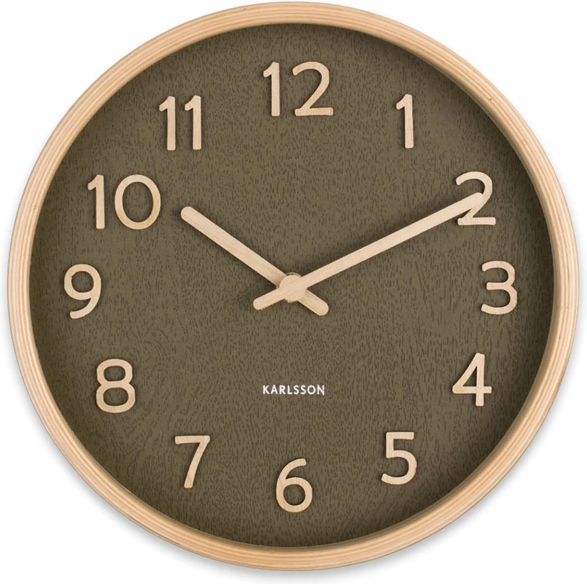 Karlsson Wall Clock Pure Wood Grain Small Moss Green 9 Karlsson Wall Clock Pure Wood Grain Small Moss Green - Afbeelding 7