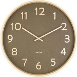 Karlsson Wall Clock Pure Wood Grain Moss Green
