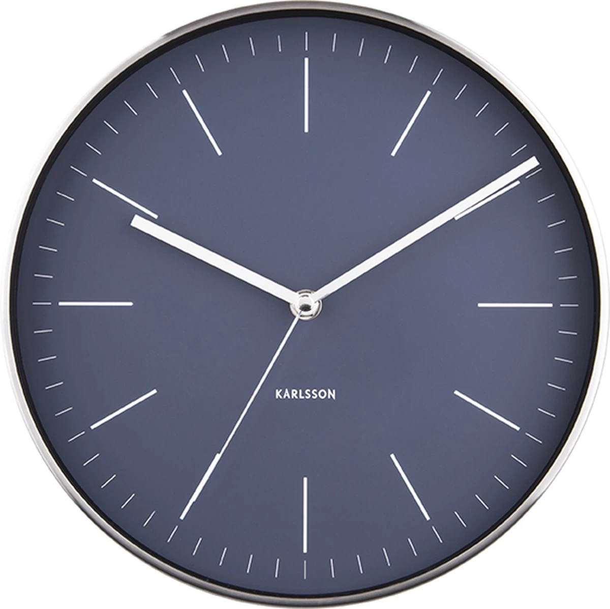 Karlsson Wandklok Minimal - Nachtblauw, Nikkel Behuizing - Ø27,5cm 3 Karlsson Wandklok Minimal - Nachtblauw, Nikkel Behuizing - Ø27,5cm
