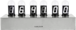 Karlsson Tafelklok Cathode - Geborsteld Staal - 28x7,5x11cm - Wit LED -Karlsson 1200x476 1