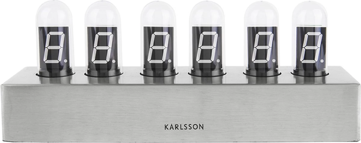 Karlsson Tafelklok Cathode - Geborsteld Staal - 28x7,5x11cm - Wit LED