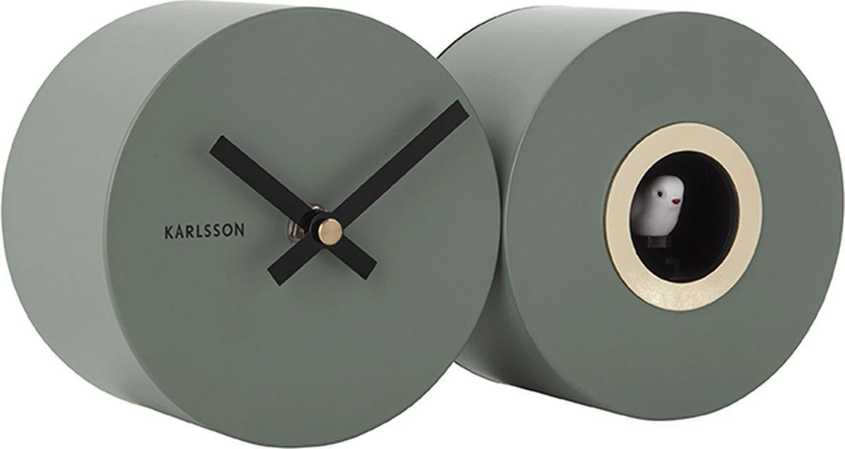 Karlsson Wall Clock Duo Cuckoo Matt Jungle Green