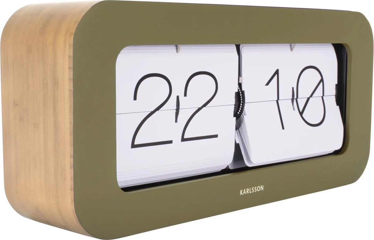Karlsson Wand-/Tafelklok Matiz - Bamboe Mosgroen - 37x9x16cm 3 Karlsson Wand-/Tafelklok Matiz - Bamboe Mosgroen - 37x9x16cm