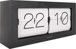 Karlsson Wand- / Tafelklok - Boxed Flip XL - Mat Zwart - Grijze Flips