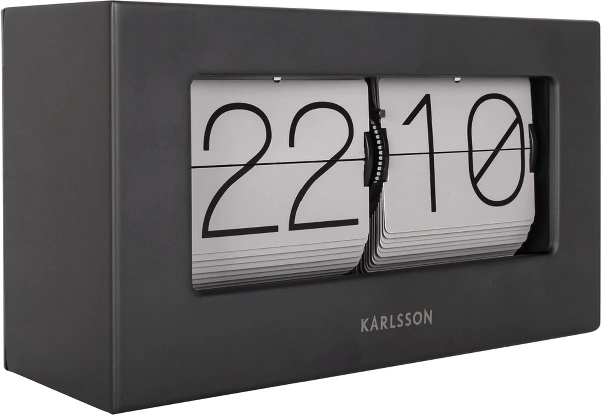 Karlsson Tafelklok Boxed Flip - Matzwarte Kast - Flips Warm Grijs - 20,5x11,5cm 4 Karlsson Tafelklok Boxed Flip - Matzwarte Kast - Flips Warm Grijs - 20,5x11,5cm - Afbeelding 2