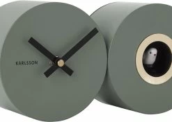Karlsson Wall Clock Duo Cuckoo Matt Jungle Green -Karlsson 1200x855