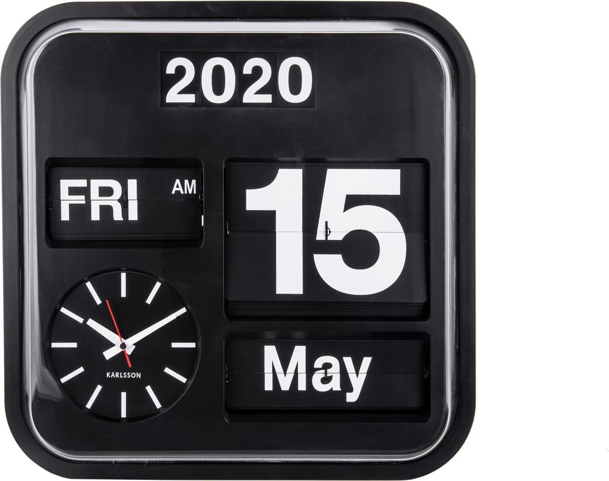 Karlsson Wandklok Big Flip - Zwarte Behuizing, Zwarte Wijzerplaat - 43x43x16cm 6 Karlsson Wandklok Big Flip - Zwarte Behuizing, Zwarte Wijzerplaat - 43x43x16cm - Afbeelding 4