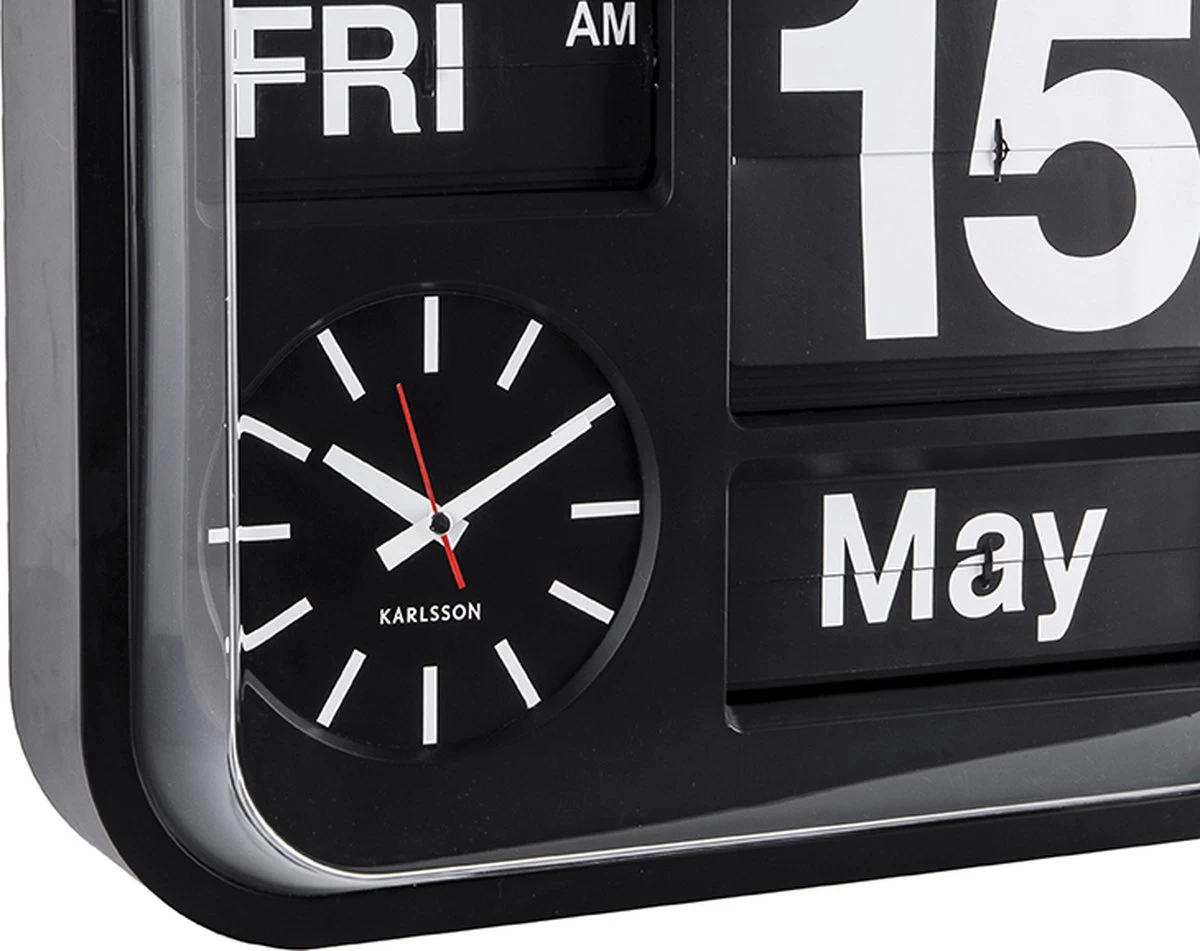 Karlsson Wandklok Big Flip - Zwarte Behuizing, Zwarte Wijzerplaat - 43x43x16cm 4 Karlsson Wandklok Big Flip - Zwarte Behuizing, Zwarte Wijzerplaat - 43x43x16cm - Afbeelding 2