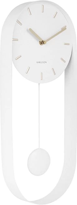 Karlsson Wandklok Pendulum Charm - Staal - Wit - 4,8x50x20cm