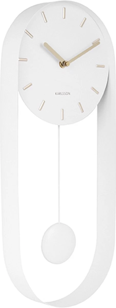 Karlsson Wandklok Pendulum Charm - Staal - Wit - 4,8x50x20cm 3 Karlsson Wandklok Pendulum Charm - Staal - Wit - 4,8x50x20cm