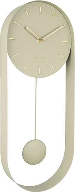 Karlsson Wandklok Pendulum Charm - Staal - Olijfgroen - 4,8x50x20cm -Karlsson 471x1200