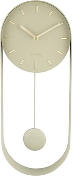 Karlsson Wandklok Pendulum Charm - Staal - Olijfgroen - 4,8x50x20cm -Karlsson 497x1200