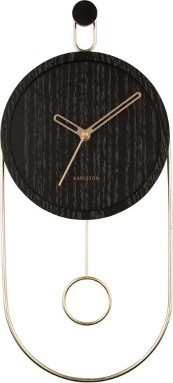 Karlsson Wall Clock Swing Pendulum Wood Veneer Black -Karlsson 541x1200