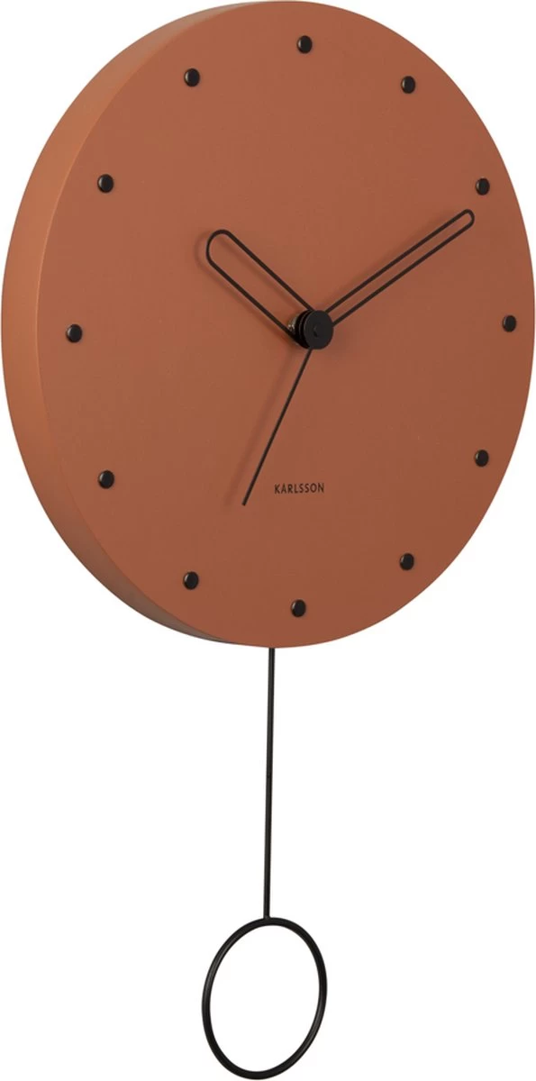 Karlsson Wall Clock Studs Pendulum Wood Burned Orange 4 Karlsson Wall Clock Studs Pendulum Wood Burned Orange - Afbeelding 2