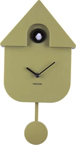 Karlsson Wandklok - Modern Cuckoo - Olijfgroen