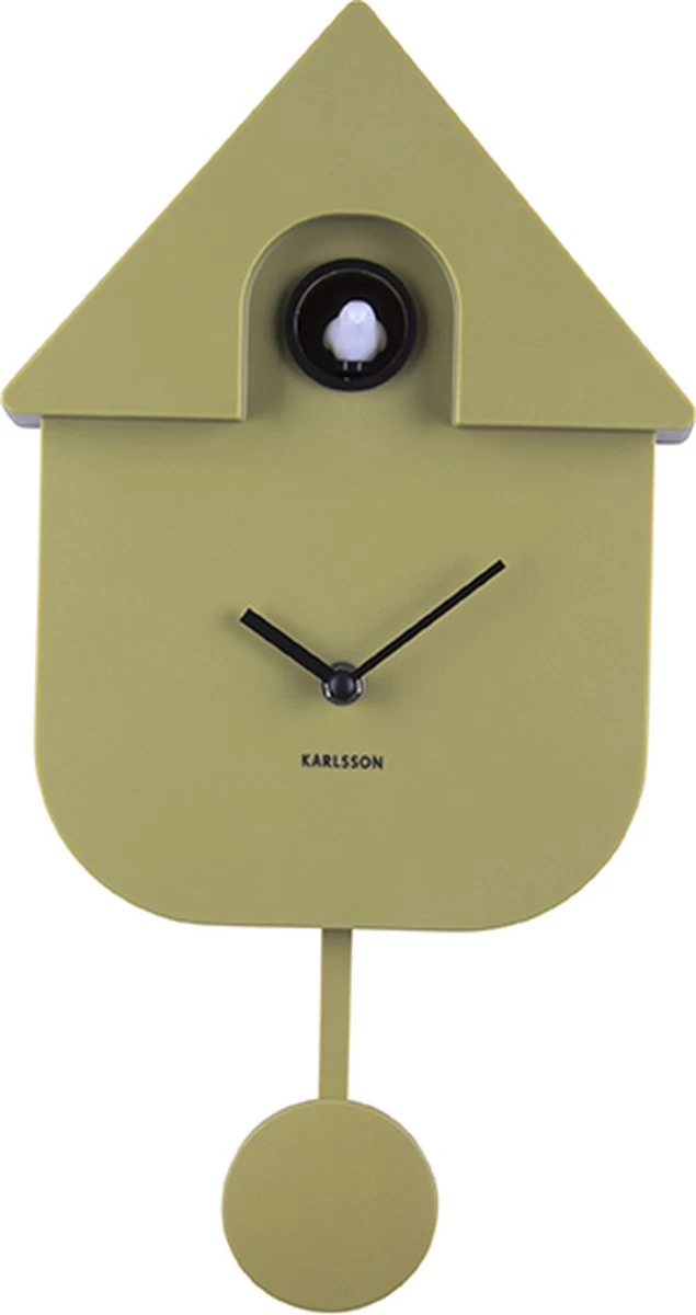 Karlsson Wandklok - Modern Cuckoo - Olijfgroen