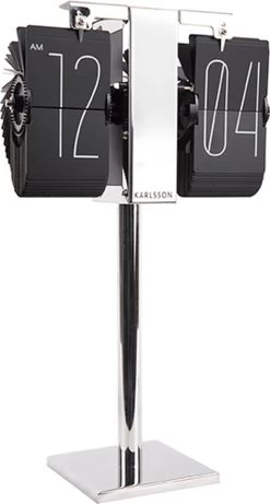 Karlsson Flipklok No Case Mini - Zwart - Chroom Standaard - 20,6x7,5cm -Karlsson 643x1200