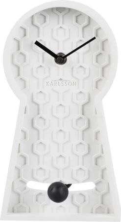 Karlsson Tafelklok Honeycomb Pendulum - Beton - Wit -Karlsson 657x1200 1