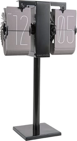 Karlsson Flipklok No Case Mini - Warm Grijs - Zwarte Standaard - 20,6x7,5cm