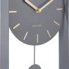 Karlsson Wandklok Pendulum Charm - Staal Grijs - Small - 32,5x20x5cm -Karlsson 673x1200