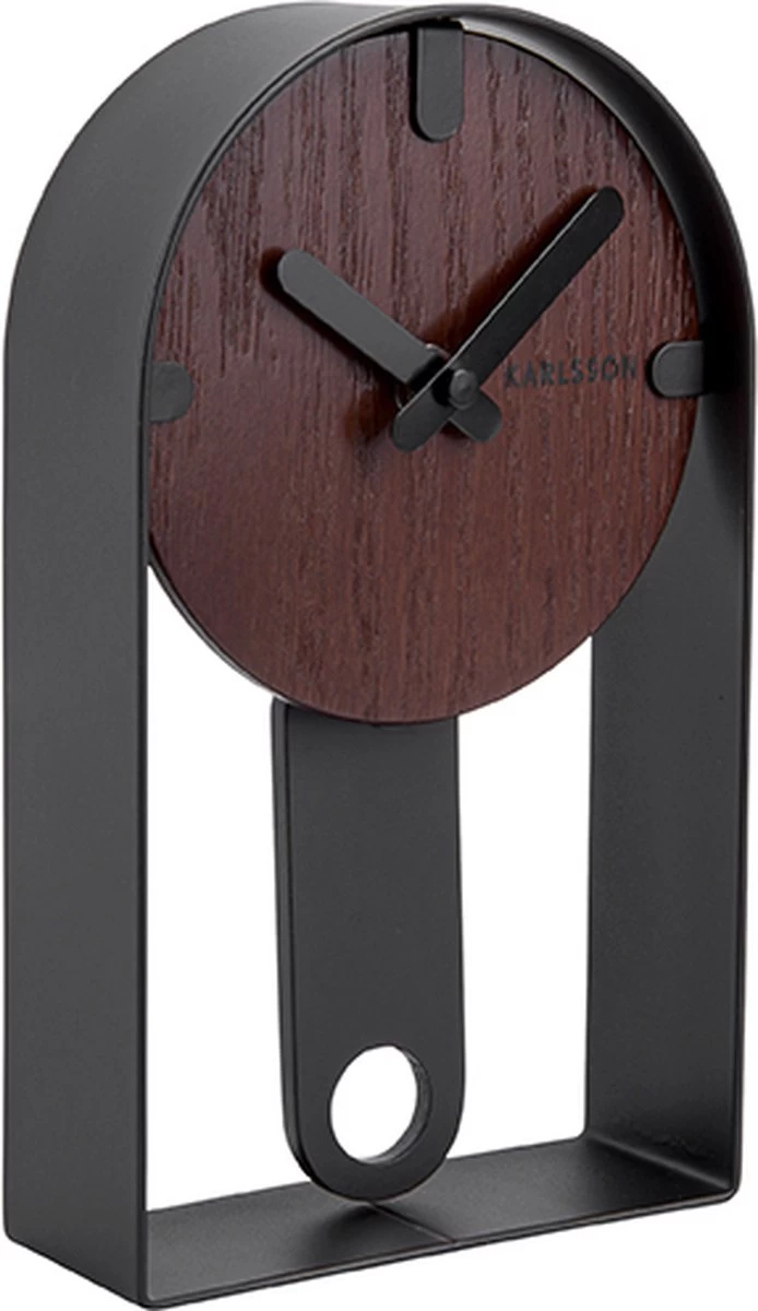 Karlsson Tafelklok Dashed - Walnoothout Fineer Zwart - 22x13x5cm