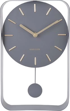 Karlsson Wandklok Pendulum Charm - Staal Grijs - Small - 32,5x20x5cm -Karlsson 761x1200