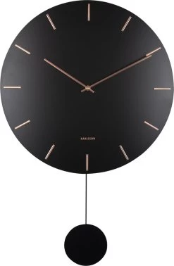 Karlsson Wandklok - Impressive Pendule - Zwart Met Koper