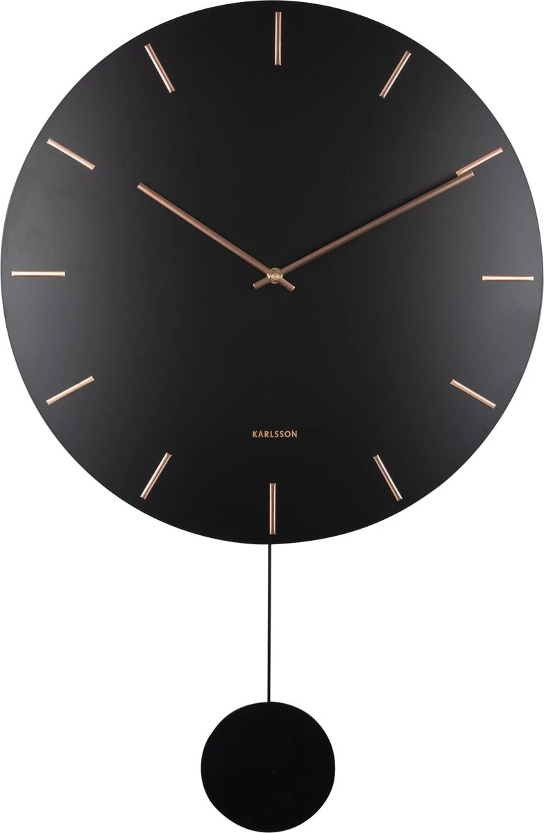 Karlsson Wandklok - Impressive Pendule - Zwart Met Koper 3 Karlsson Wandklok - Impressive Pendule - Zwart Met Koper