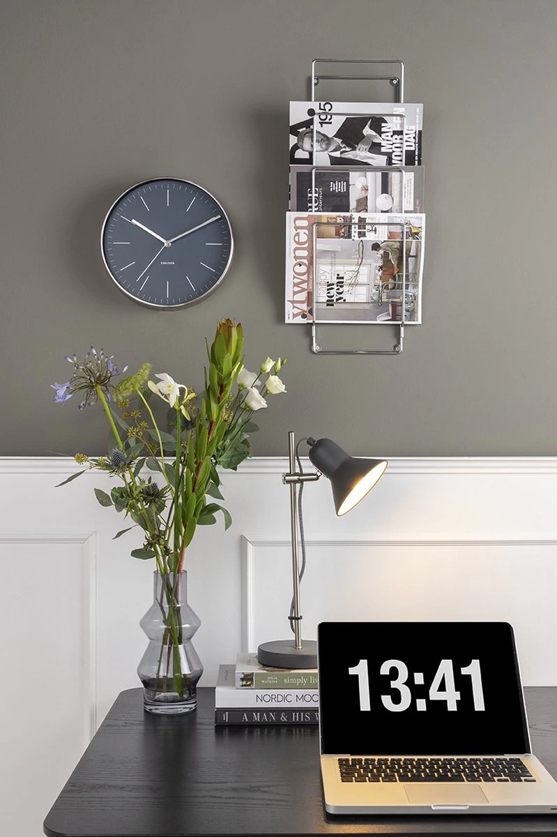 Karlsson Wandklok Minimal - Nachtblauw, Nikkel Behuizing - Ø27,5cm 6 Karlsson Wandklok Minimal - Nachtblauw, Nikkel Behuizing - Ø27,5cm - Afbeelding 4